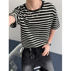 ER0337-P38立体条纹短袖男设计感高级感夏季圆领半袖小众潮牌T恤，男装T恤，电商C233