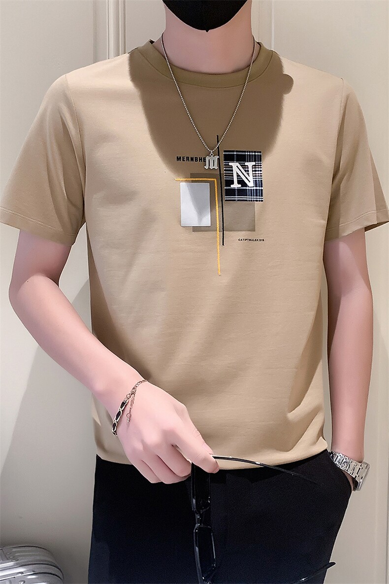 社会小伙2025新款夏季短袖T恤男士印花半袖A313-1-5816-P4868,男装T恤,电商A313-1