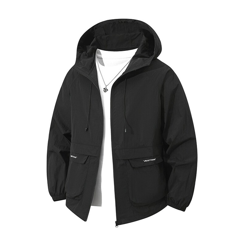 夏季新款锦纶冰丝皮肤衣大口袋连帽宽松夹克薄外套防晒衣2503-P45，男装防晒衣，星座1403B