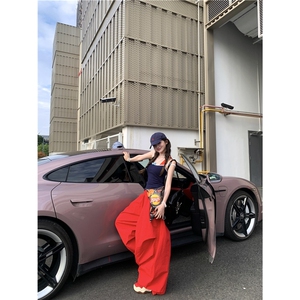 NECOYEP美式复古慵懒松弛感阔腿休闲裤男女宽松休闲简约拖地长裤图片