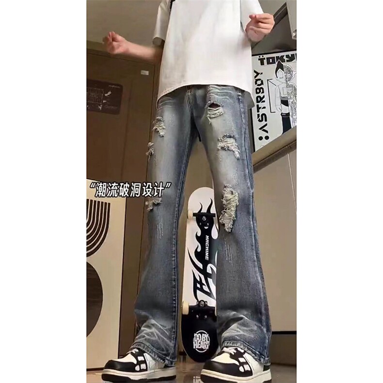 美式高街ins小众破洞牛仔裤货号K755P6578,男装牛仔裤,电商A063