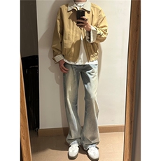 简约原宿ins新款时尚文艺百搭原版质量拼接条纹翻领外套流行潮流，女装短外套，星座601-1