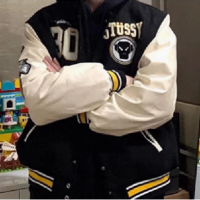 【现货】DM401-P70美式撞色拼接刺绣棒球服外套潮牌欧美街头夹克图片