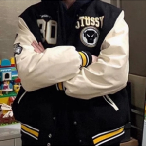 【现货】DM401-P70美式撞色拼接刺绣棒球服外套潮牌欧美街头夹克图片