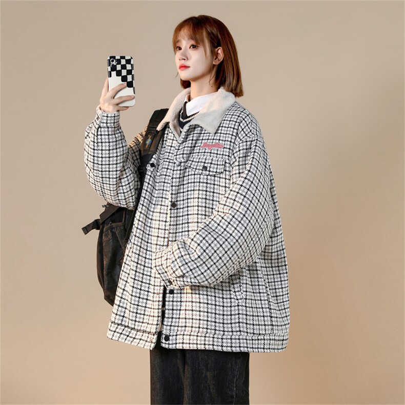 小香风内里羊羔毛翻领青春情侣大码外套棉衣XZ301A  MY89图片