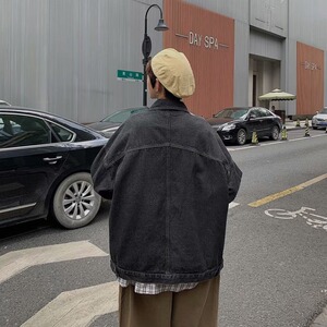2024春秋季复古水洗牛仔外套上衣男装新款渐变设计感夹克X302/P65图片
