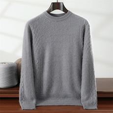 秋冬新款纯色针织套头上衣时尚简约百搭，男装针织衫/毛衣，隆格羊绒