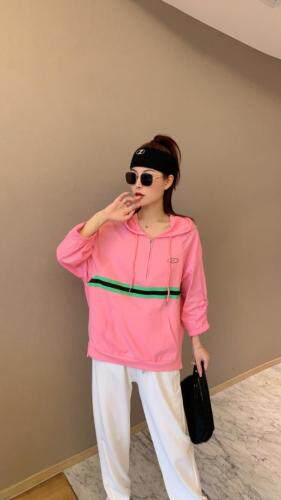 【现货】夏季新款针织防晒拼接潮款连帽抽绳卫衣，女装卫衣/绒衫，微迪菲