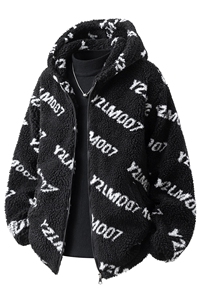 立体定制LOGO羊羔毛棉衣大码M-5XL连帽棉衣外套男78710P105控148图片