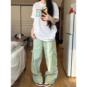 KZ02ZZ-特46 美式复古条纹工装裤男夏季潮牌高街运动速干冲锋裤图片