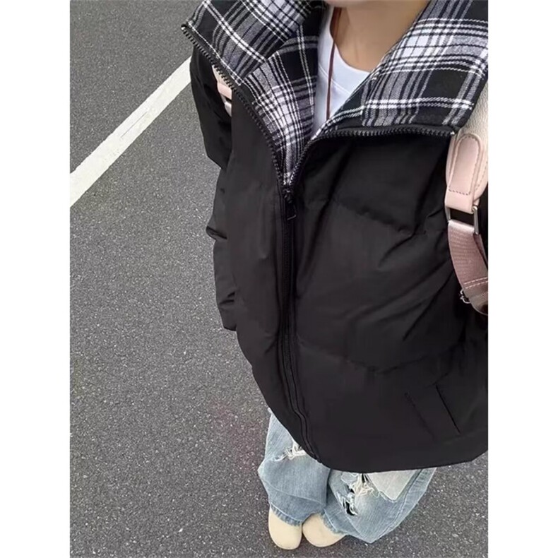 蓝色格子拼接棉服男款冬季加厚棉衣外套美式立领夹克棉袄,男装夹克,四季星座505