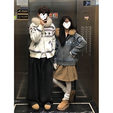 重磅北极绒座山雕毛衣外套冬美式复古休闲慵懒风大毛毛领针织开衫，男装针织衫/毛衣，电商A486