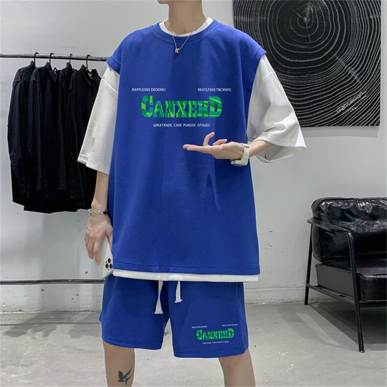 数据款冰丝华夫格套装潮流休闲短袖短裤两件套FTZ3055-P55控78,男装牛仔裤,电商B370