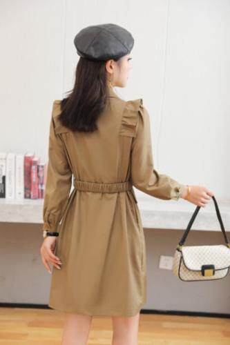 时尚休闲风衣裙：黑色，灰色，卡其色m一XL，女装风衣，圣姿源