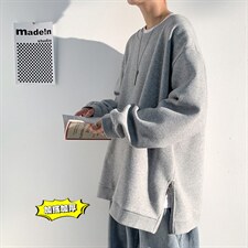2021冬季新港风白墙大码男女拉链圆领套头加绒加厚卫衣W5203-P45，男装卫衣，电商A001