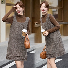 现货2024年秋冬季时尚百搭洋气小香风背心裙两件套，女装套装/套裙，盈茜