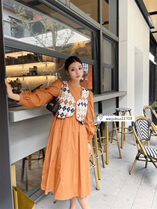 秋季马甲两件套连衣裙,女装马甲,美巾涵