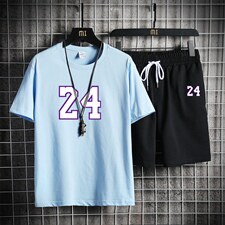 2025夏季新款潮流运动套装简约大码两件套XZ102A-4-DD340-P55，男装休闲套装，星座211-2