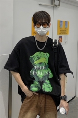 港风短袖上衣男夏潮流小熊印花百搭五分半袖T恤A071-5522-P28，男装T恤，电商A071