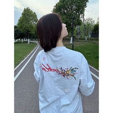 万针全刺绣工艺抖音得物高品质260克重磅纯棉双纱美式高街短袖T恤，男装T恤，电商A486
