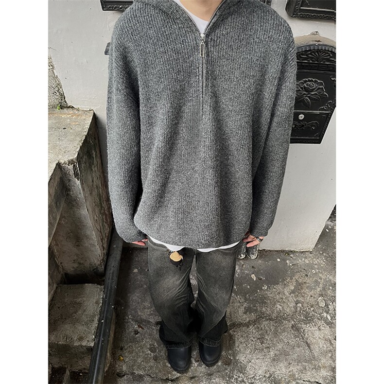 B221美式ins高街百搭纯色连帽毛衣SY2325-P80控108,男装针织衫/毛衣,电商B221