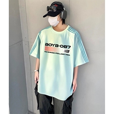 抖音得物品质二开240克宽松纯棉美式潮牌印花三条杠中性风短袖T恤，男装T恤，电商A486