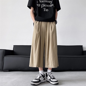 8XL-M 特大码阔腿山本裤冰丝裤男薄七分裤褶皱慵懒凉凉裤K977P45图片