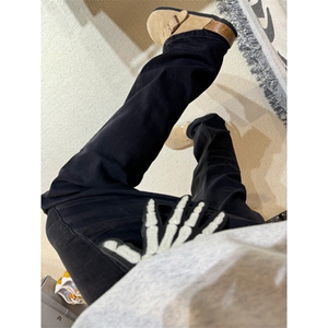 【有货】黑色微喇牛仔裤男美式高街cleanfit裤子N083HH-特P32图片