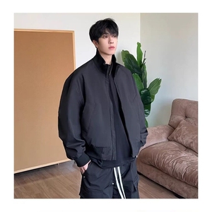 ins复古设计感短款立领飞行员棒球服夹克男宽松痞帅廓形外套 JB02图片