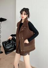 皮毛一体马甲，女装马甲，觅 愉