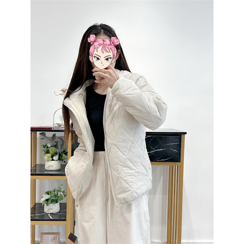 高品 棉衣 秋冬连帽菱形格环缝工艺轻薄棉服男女 A1045-P85图片
