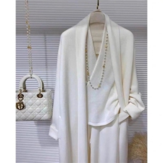 2024秋冬新款山羊绒开衫女长款过膝毛衣针织外套，女装羊绒大衣，五色羊羊绒