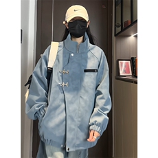 PY218/P85新款2025新中式扎染皮衣休闲男女宽松百搭复古高街外套，男装皮衣，电商基地A050