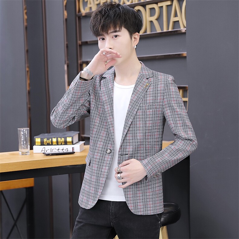 秋季新款韩版修身商务休闲小西服男工作服正装男新郎礼服X08-P85图片