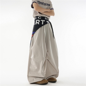 8XL-M 美式复古撞色屁帘工装伞兵裤男褶皱设计感宽松阔腿裤P68图片