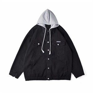 连帽牛仔外套男秋季韩版潮流痞帅衣服高级感ins潮牌夹克8863-p70图片