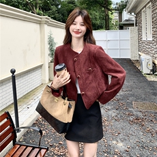 现货新品安可拉红鹿皮绒圆领短羽绒外套2C273-9015Y-P200-K328，女装羽绒服，2C273