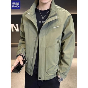 网络图现货纯色夹克男士立领休闲帅气百搭工装外套RQJ58-P75图片