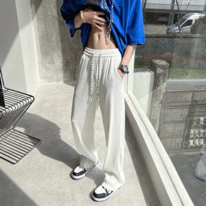 B221 抖音高品质 夏装新款男女情侣款冰丝拖地长裤子 LK22024-P50图片