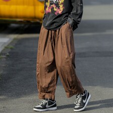 新款街头复古纯色休闲工装裤子男女美式宽松BF九分阔腿裤2377-p35，男装休闲裤，星座1008
