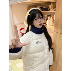 1506-1/M76141/P84韩版学院风条纹撞色刺绣保暖加厚外套男女同款，男装棉衣，星座1506-1