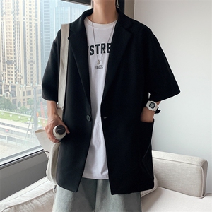 ins休闲西服男新款帅气小西装上衣短袖潮牌港风单西外套 W997-P38图片