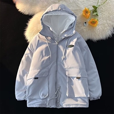 假两件加厚连帽棉衣男秋冬季潮牌宽松机能工装棉服外套MY938-P99，男装棉衣，星座1008-1
