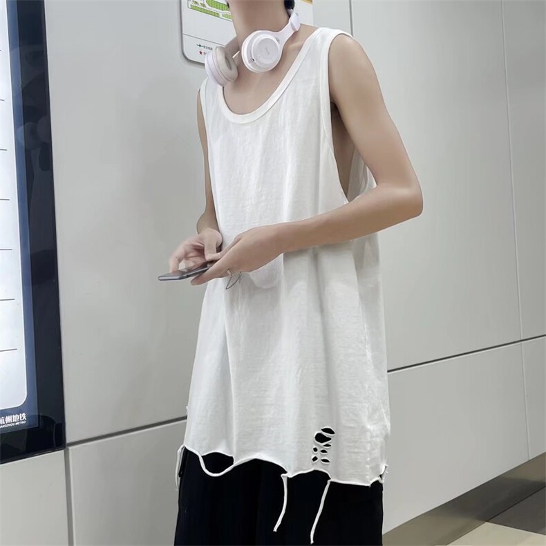 无袖T恤男ins破洞背心韩版潮流运动内搭打底衫潮牌个性ST071-P25，男装背心/马甲，星座412-3