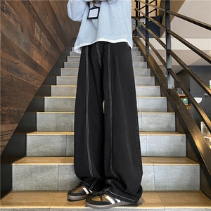 秋季新款美式复古黑色明线解构弯刀牛仔裤B315-K25810-特p45控88图片