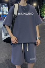 ！2025夏季新款男士华夫格短袖套装百搭学生一套HTZ122P50，男装T恤，电商B220