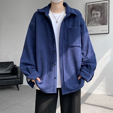 8XL-M加绒灯芯绒衬衫大码复古秋冬翻领上衣外套CS9001/P58加绒68，男装衬衫，电商B238