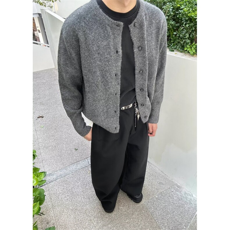 新款开衫毛衣美式复古休闲慵懒风V领针织衫513AKS2529P57,男装针织衫/毛衣,星座513A