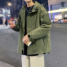 2024新款港风冲锋衣连帽夹克户外工装大码宽松休闲外套JK2364-P75，男装夹克，电商A128
