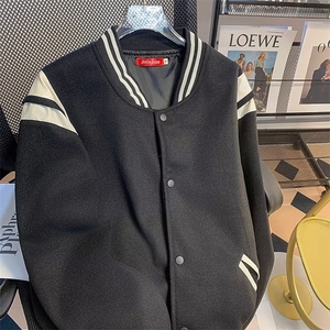 春秋季明星同款ins毛呢棒球服外套男女学生韩版权志龙情侣夹克潮图片